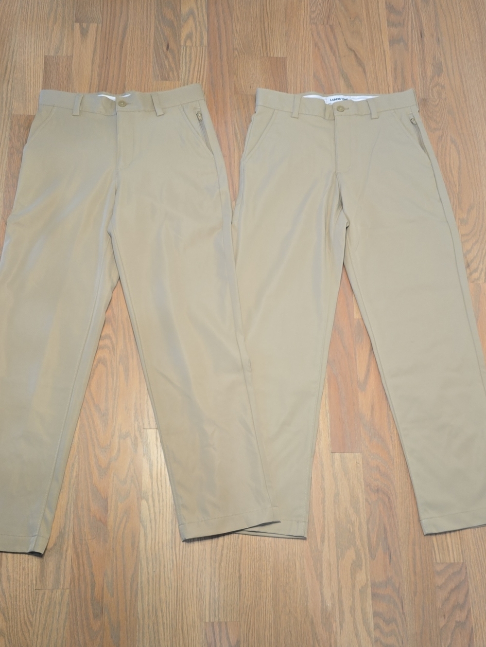 2 Land’s End Sz 12 Boys School Uniform Iron Knee Performance Khaki Chino Pants